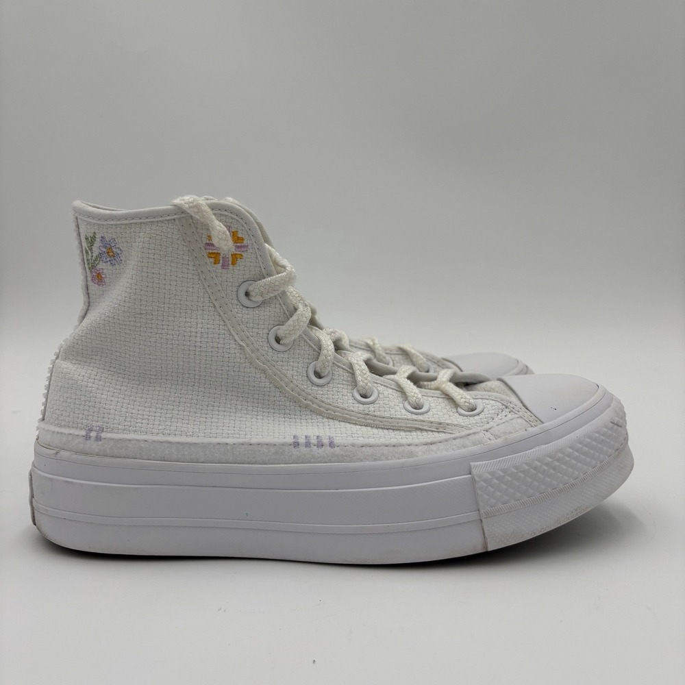 CONVERSE Chuck Taylor All Star Lift HI Platform Autumn Embroidery White Size 8